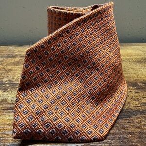 Brooks Brothers Orange and Brown Geometric Tie